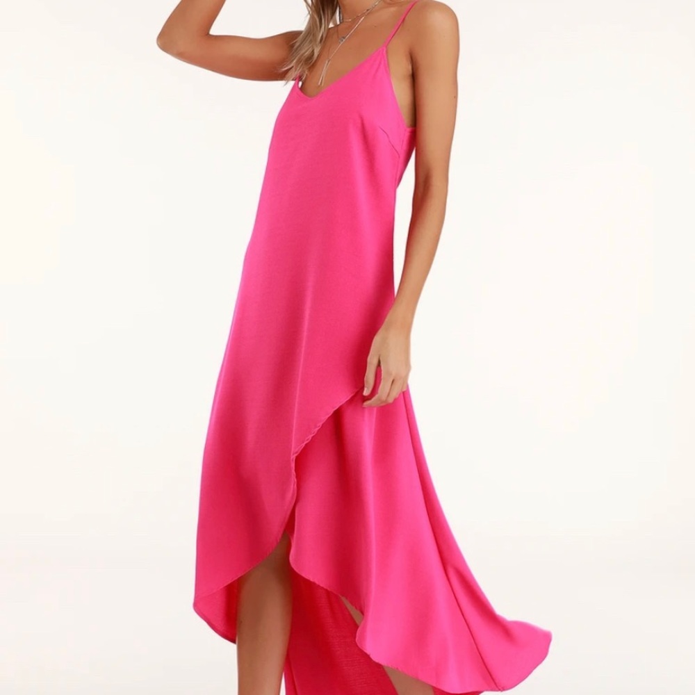 Lulu’s Hot Pink High Low Maxi Dress